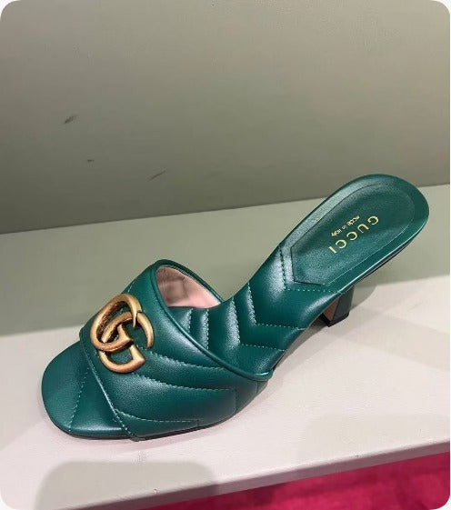 Gucci leather Marmont block shoes