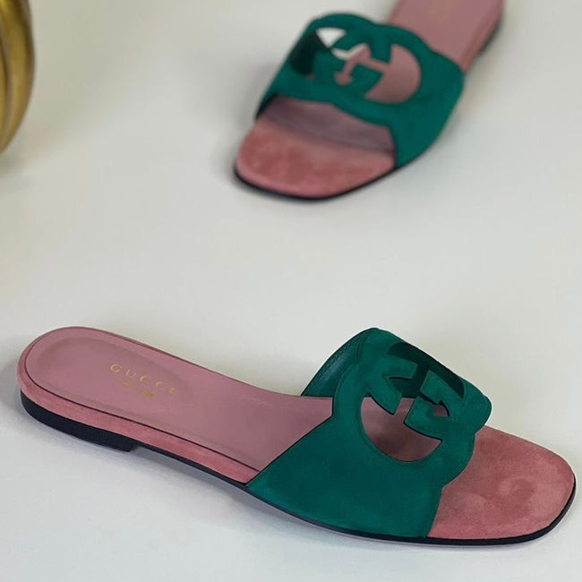 Gucci Interlocking G Suede Slide Shoes