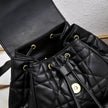 Noir Cannage Quilted Leather Drawstring Backpack