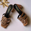 YSL Tribute Textured Leather Block Heel Shoes