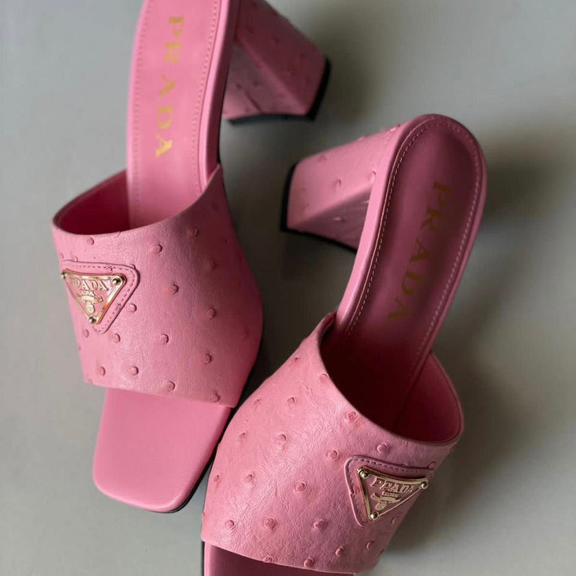 Prada Blue Embossed Heeled Shoes