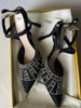 Fendi crystal embellished mesh slingback shoes