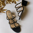 Valentino Garavani Rockstud Block Heel Shoes in Nude Patent
