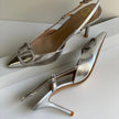 Valentino Garavani VLogo Crystal Buckle Slingback Shoes