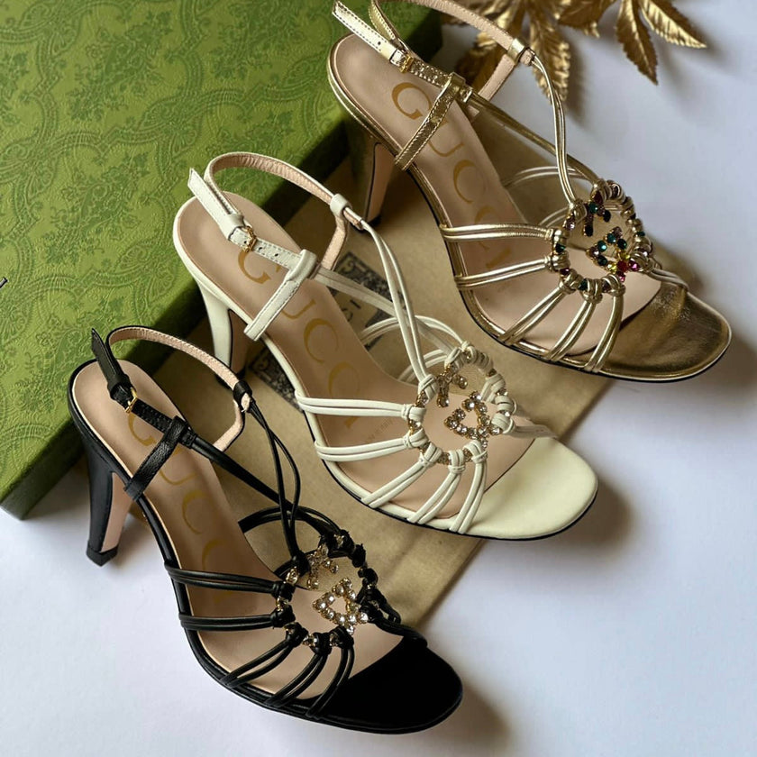 Gucci Interlocking G Embellished Strappy Shoes