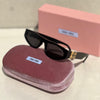 Miu Miu Rectangle Logo Temple Sunglasses