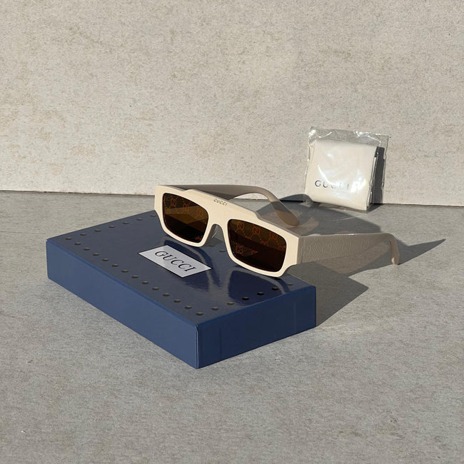 Gucci GG1086S Rectangular Ivory Sunglasses