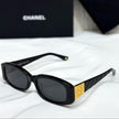 Chanel Quilted Gold-Accent Rectangular Sunglasses