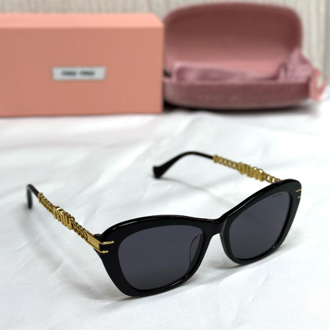 Miu Miu Noir Gold Chain Sunglasses