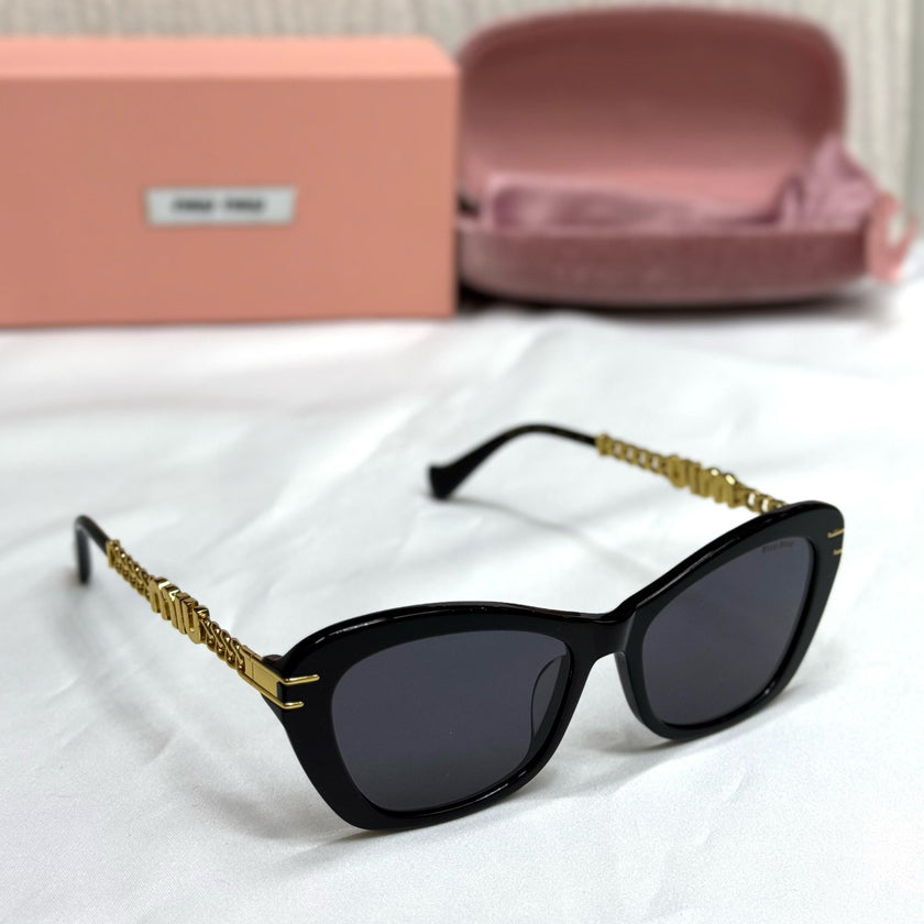 Miu Miu Noir Gold Chain Sunglasses