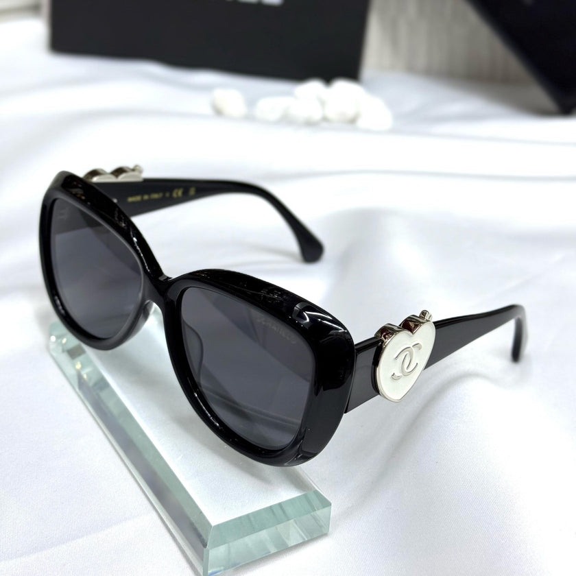 Chanel Heart Emblem Cat-Eye Sunglasses
