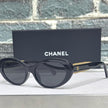 Chanel Pearl-Chain Oval Sunglasses