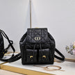 Noir Cannage Quilted Leather Drawstring Backpack