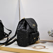 Noir Cannage Quilted Leather Drawstring Backpack