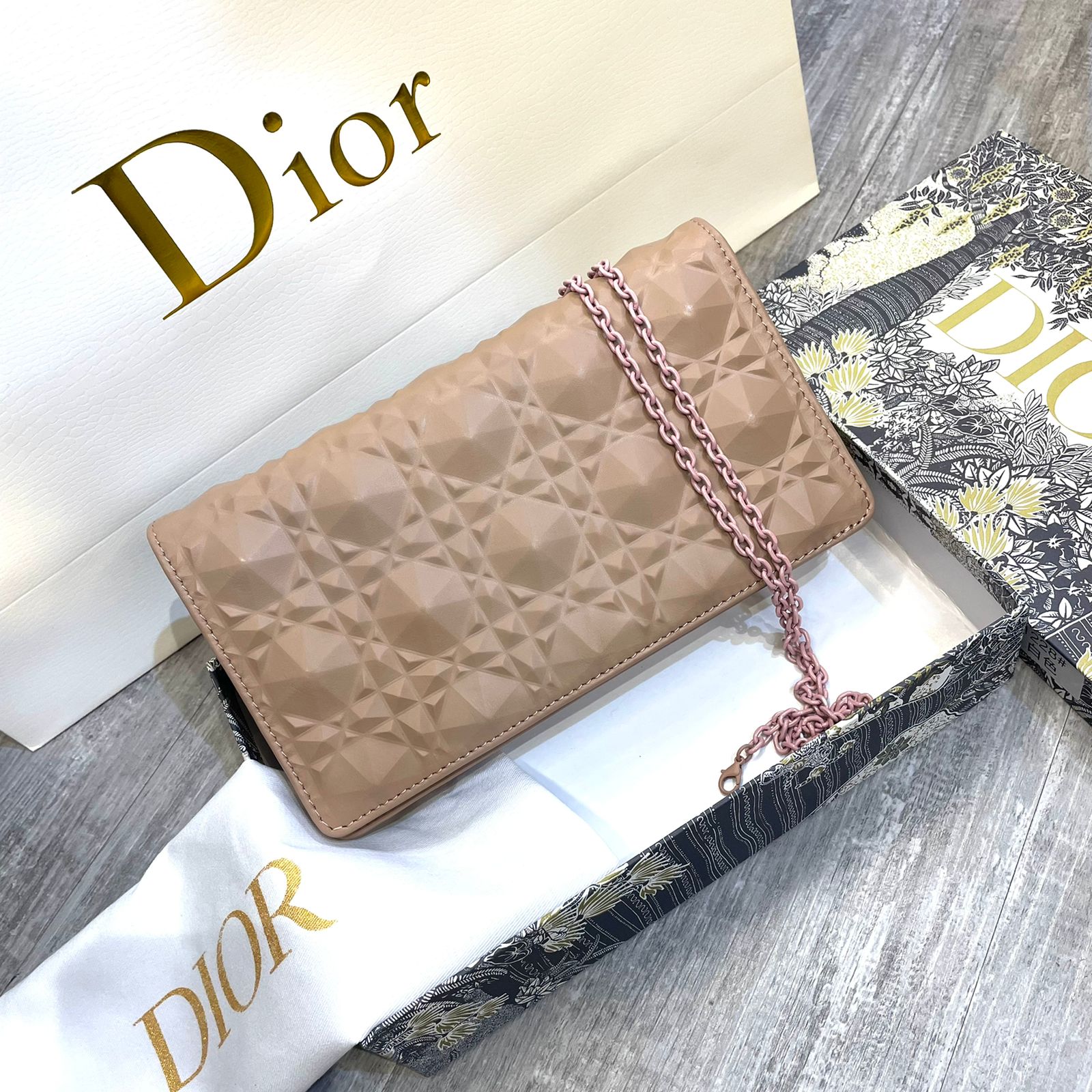 Lady Dior pouch Cannage Calfskin Diamond Motif Bag