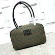 Miu Miu Beau tartan top-handle bag with leather details Bag