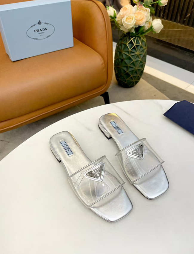 Prada Rubber Logo Slide Shoes