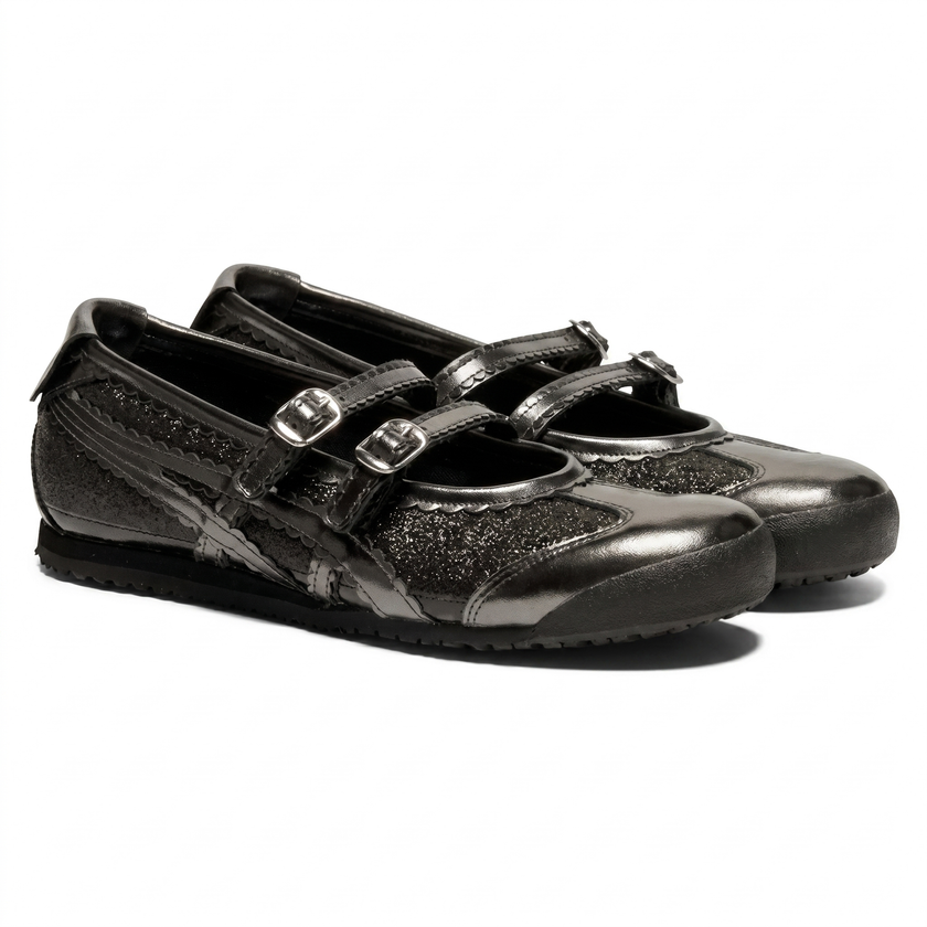 Onitsuka Tiger Mexico 66 Mary Jane Slip-On Sneakers - Gunmetal Glitter