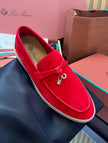 Summer Charms Walk Loafer in red suede with metal charm pendant